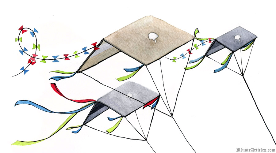MacBook In Flight illustration